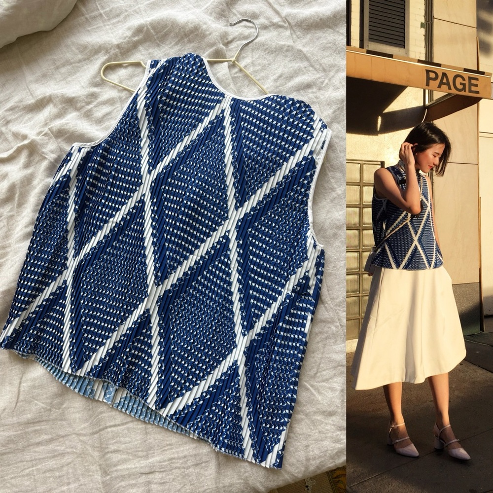 MSGM plaid pleated sleeveless top